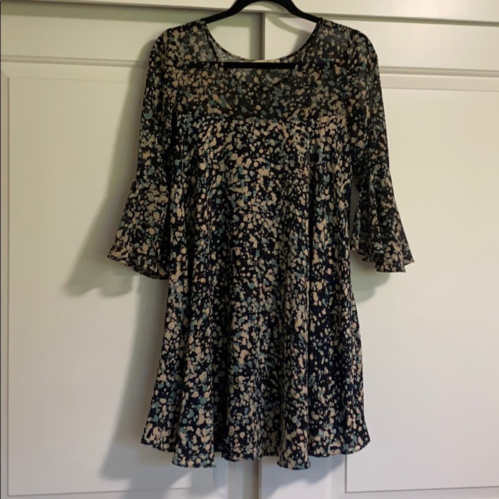 Anthropologie Paper Crown Bell Sleeve Mini Dress